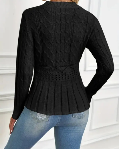 Jersey de punto grueso con cuello redondo para mujer