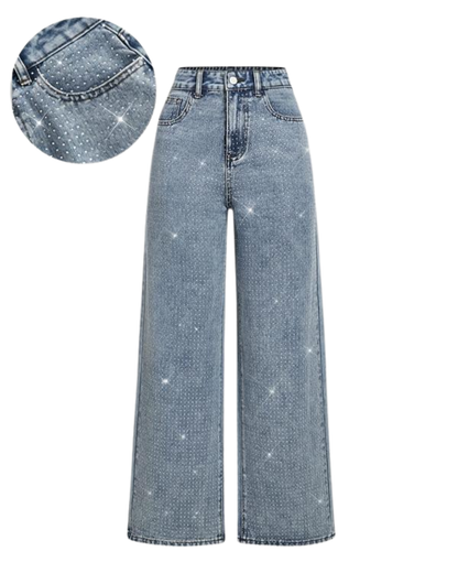 Pantalones Vaqueros de Pierna Ancha con Brillo Para Mujer®