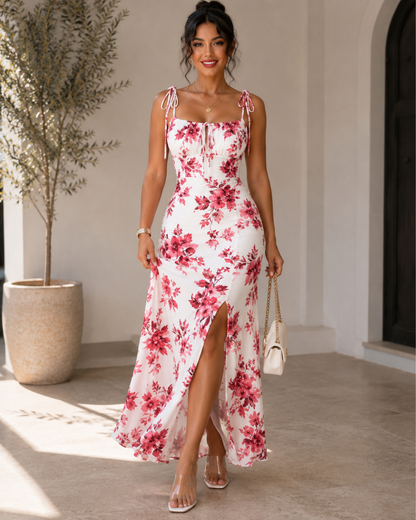 Vestido Largo Floral con Abertura Lateral