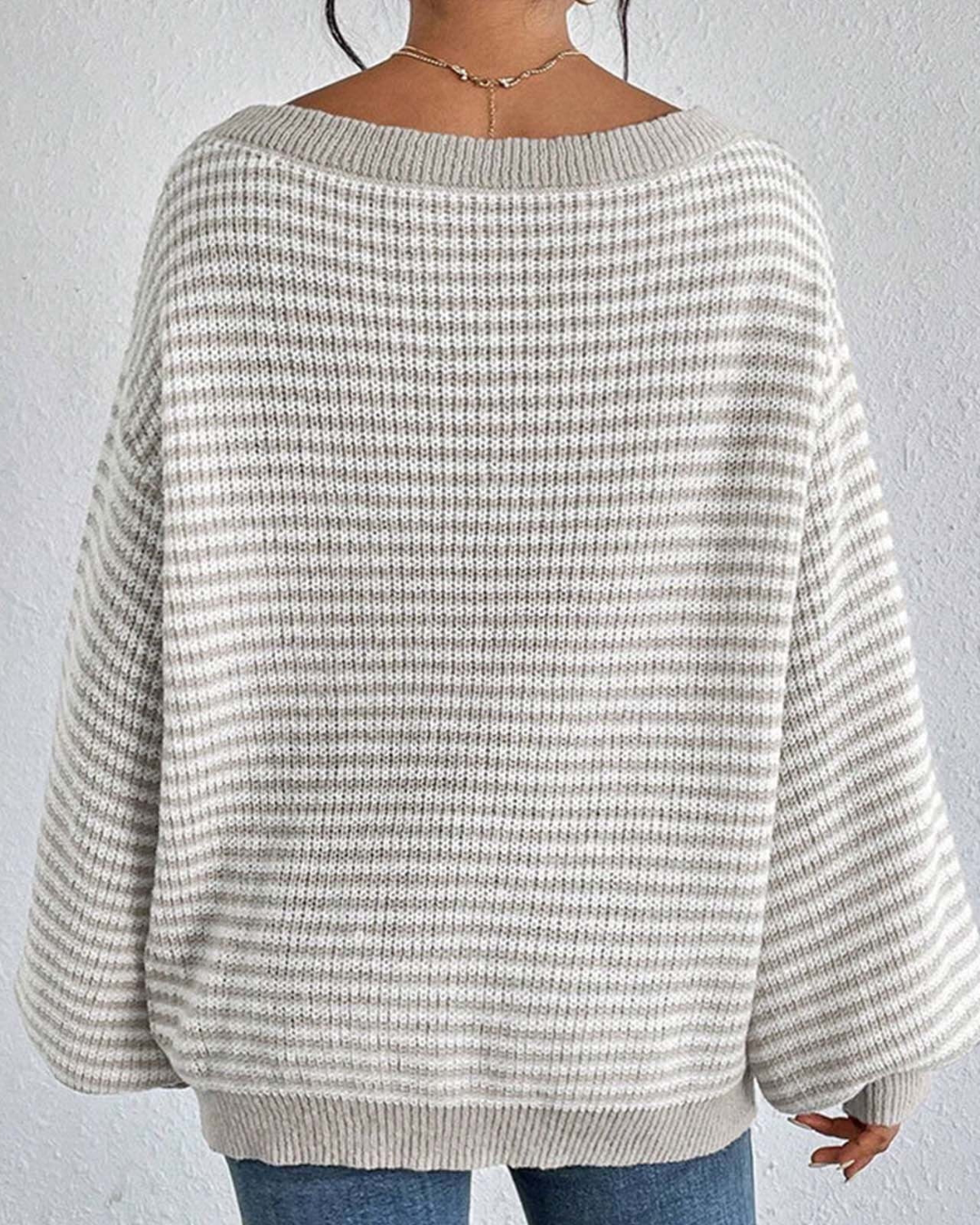 Suéter de Punto Oversize de Manga Larga con Hombros Descubiertos para Mujer®