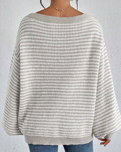 Suéter de Punto Oversize de Manga Larga con Hombros Descubiertos para Mujer®