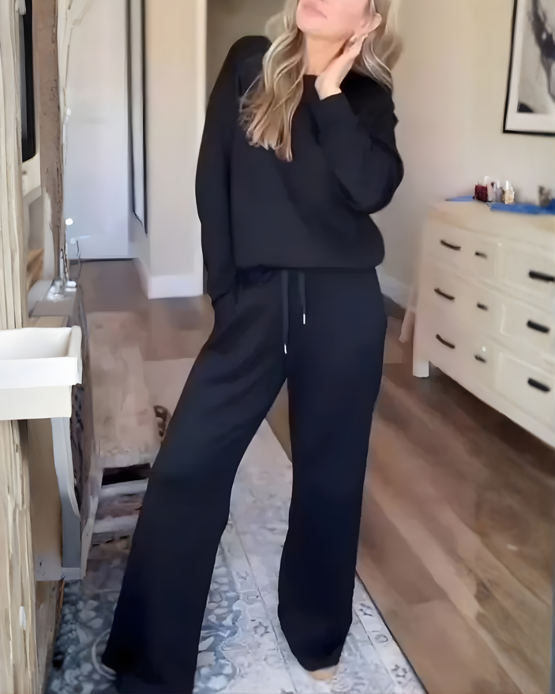 Conjunto Casual de Dos Piezas con Diseño de Cuello Redondo Para Mujer
