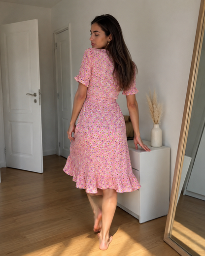 Vestido Midi Cruzado con Estampado Floral