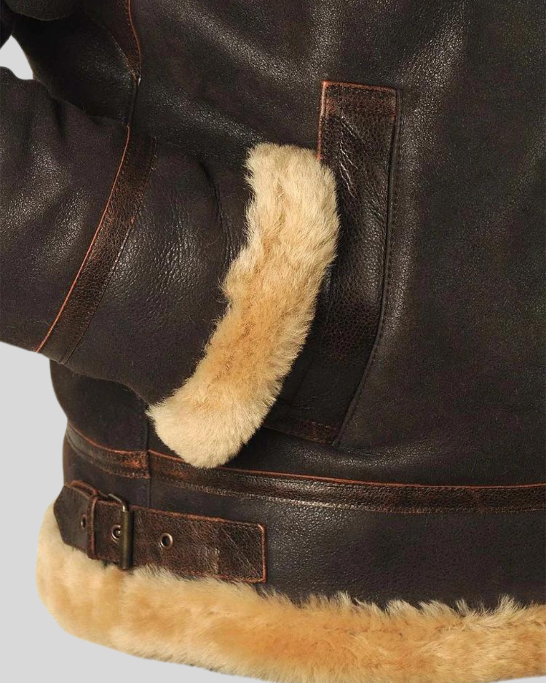 Chaqueta Aviador para Hombres en Cuero y Felpa