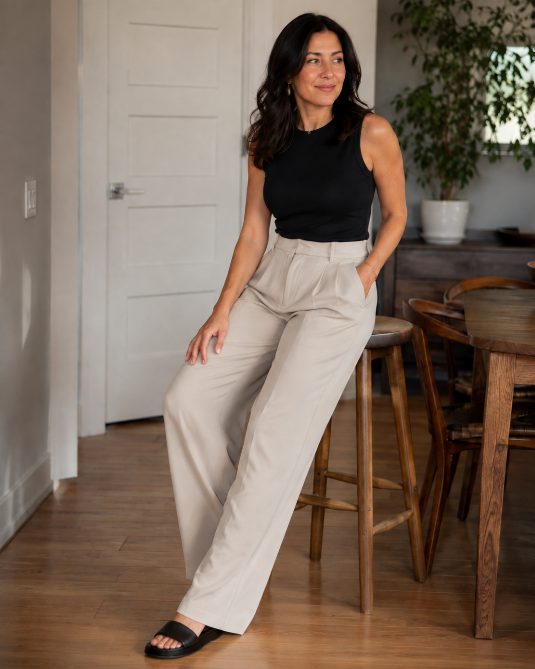 Pantalones Clásicos de Pierna Ancha para Mujer®