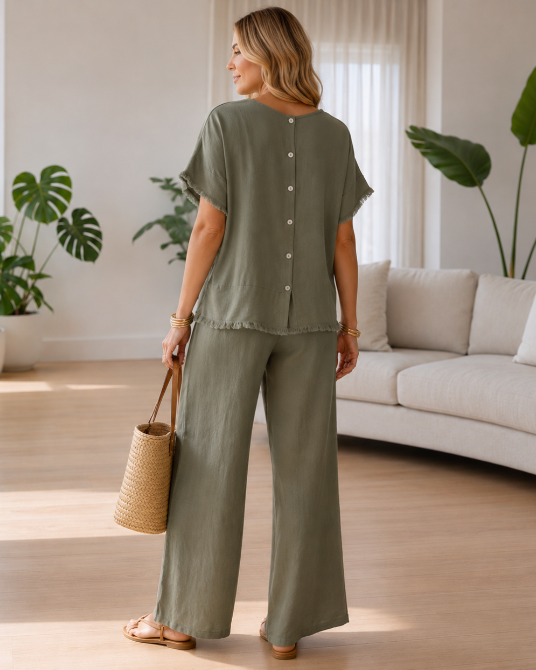 Conjunto Fluido de Blusa y Pantalón