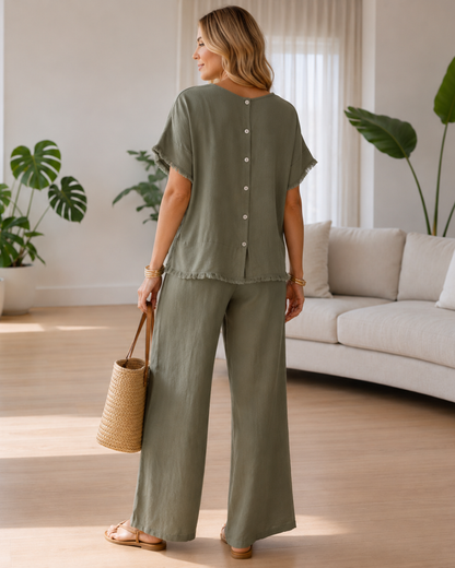 Conjunto Fluido de Blusa y Pantalón