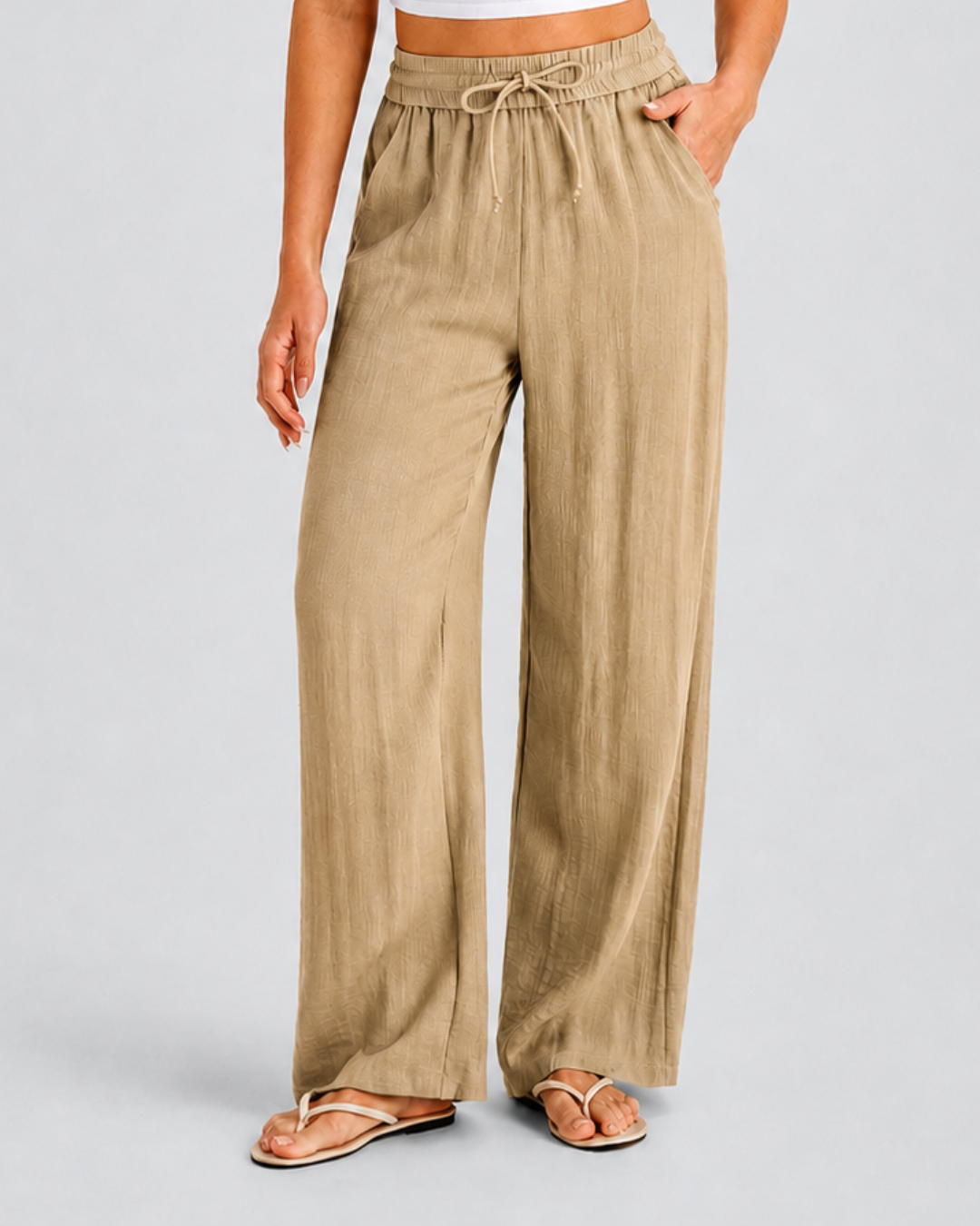 Pantalón de Pierna Ancha con Cintura Alta