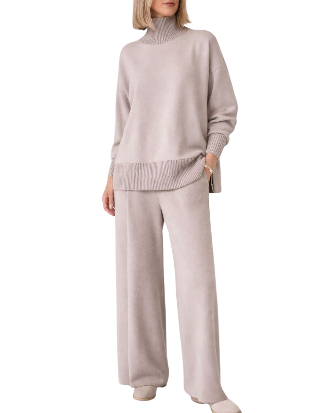 Conjunto de dos piezas con camiseta ancha y pantalones anchos para mujer