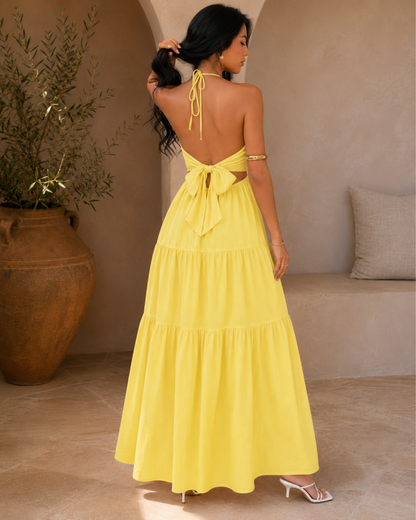 Vestido Largo Halter con Espalda Abierta