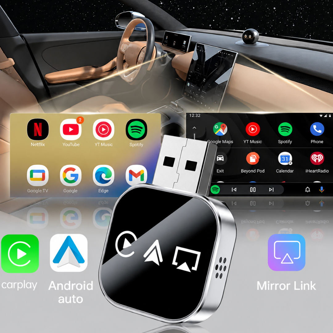 Adaptador Inalámbrico 4 en 1 para CarPlay y Android Auto®