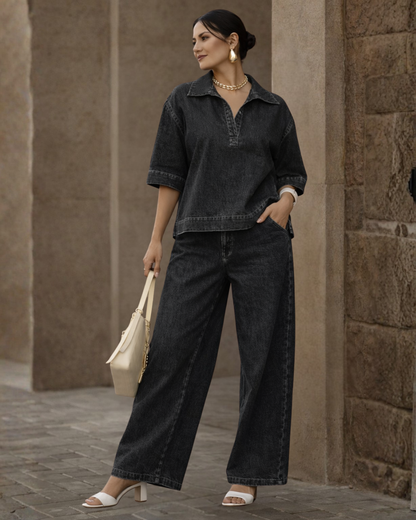 Conjunto Oversize de Denim Estilo Urbano