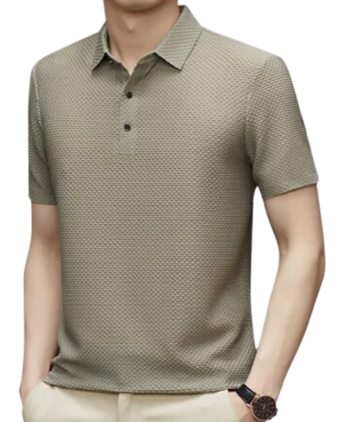 Polo de Punto Premium con Textura Micro-Estructural y Acabado Transpirable para Hombre