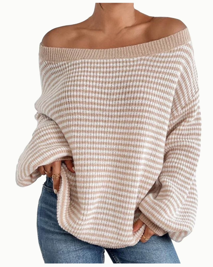 Suéter de Punto Oversize de Manga Larga con Hombros Descubiertos para Mujer®