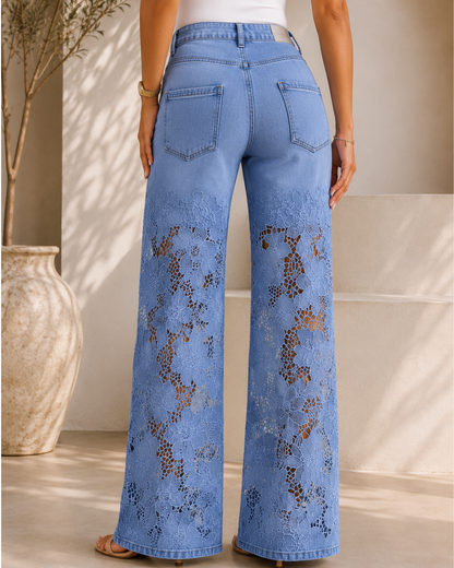 Vaqueros para mujer con encaje floral