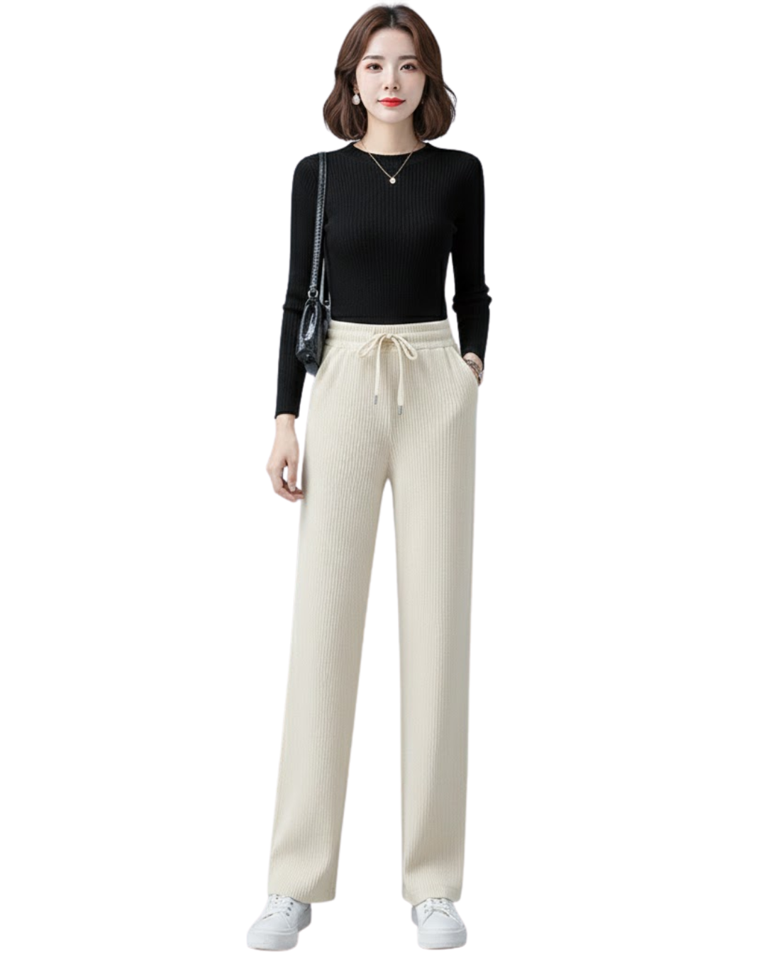 Pantalones anchos de terciopelo informales para mujer
