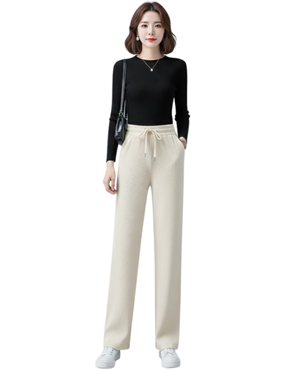 Pantalones anchos de terciopelo informales para mujer