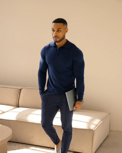 Polo de Manga Larga Suave y Transpirable para Hombre