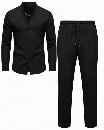 Conjunto Masculino de Camiseta y Pantalón con Textura Waffle