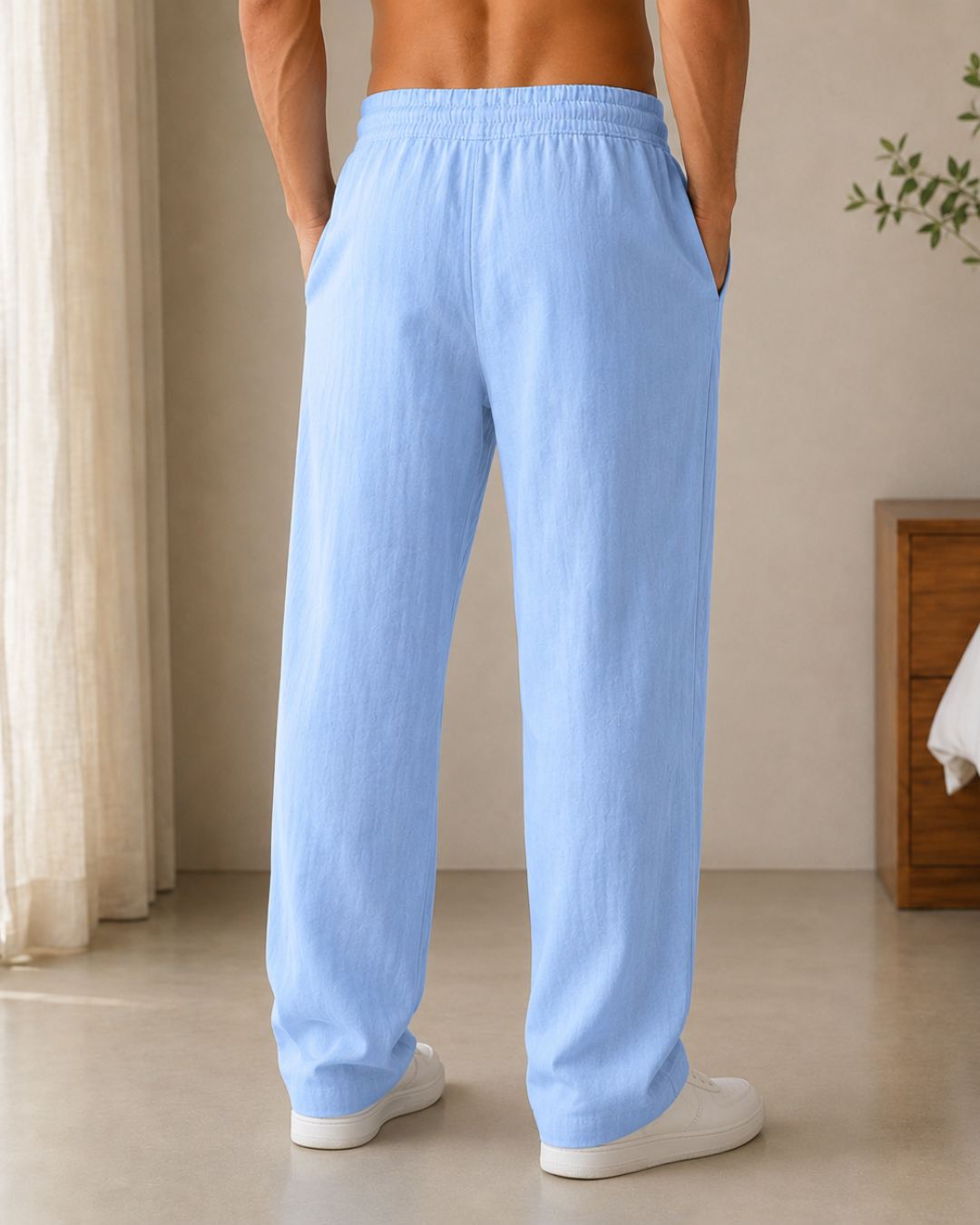 Pantalón de Lino con Cintura Elástica