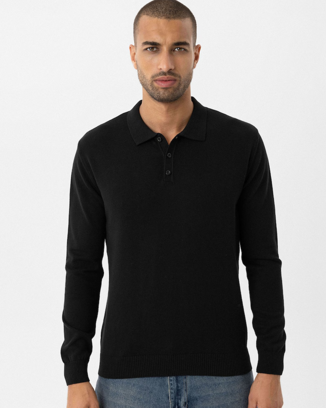Jersey de Punto Fino con Cuello Polo y Diseño Clásico para Hombre