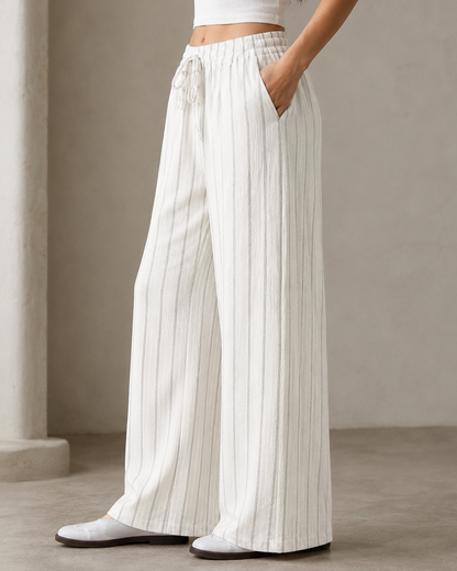 Pantalón Palazzo de Rayas con Cintura Ajustable