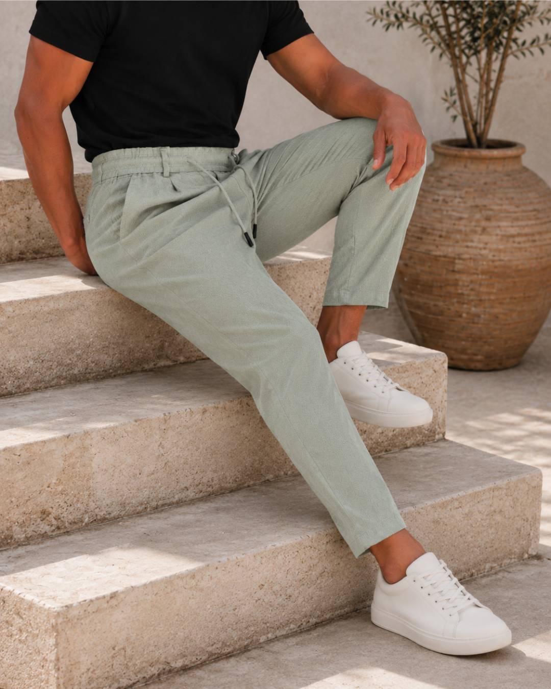 Pantalón Casual de Lino con Cintura Elástica®
