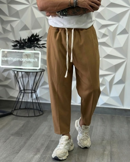 Pantalón Casual de Corte Relajado con Cintura Elástica Para Hombre