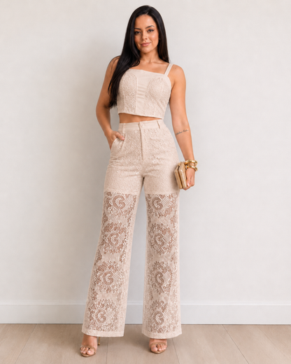Conjunto de encaje con top y pantalones®