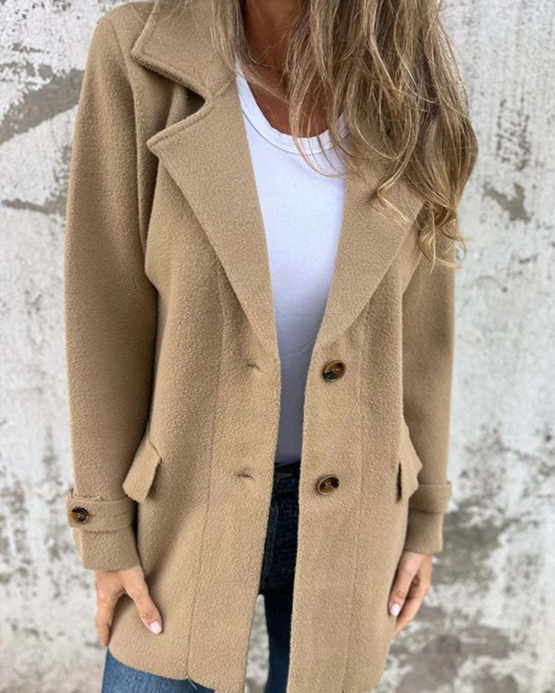Chaqueta elegante informal de otoño con cuello entallado®