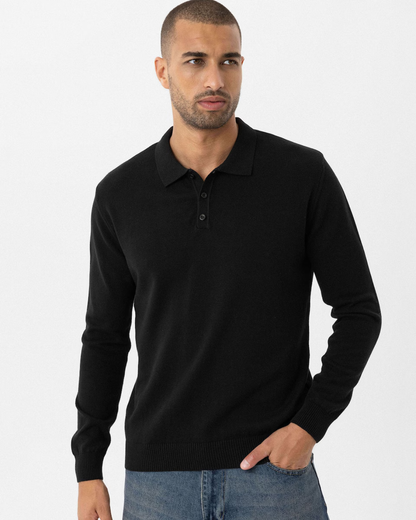 Jersey de Punto Fino con Cuello Polo y Diseño Clásico para Hombre