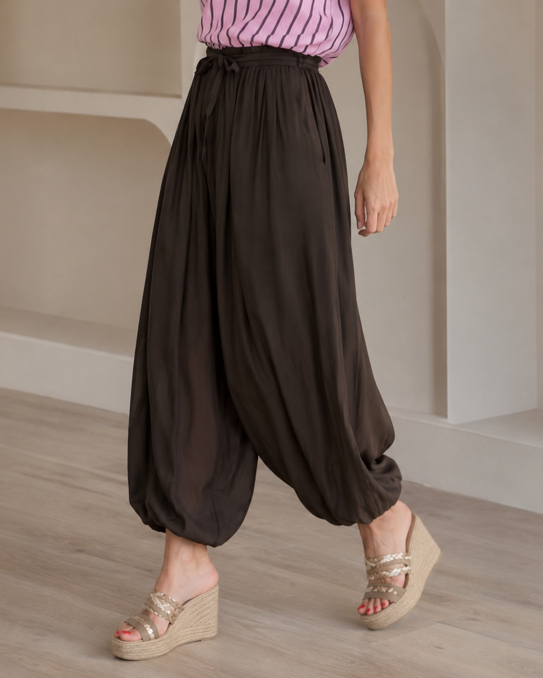 Pantalón Bombacho Fluido con Cintura Ajustable®
