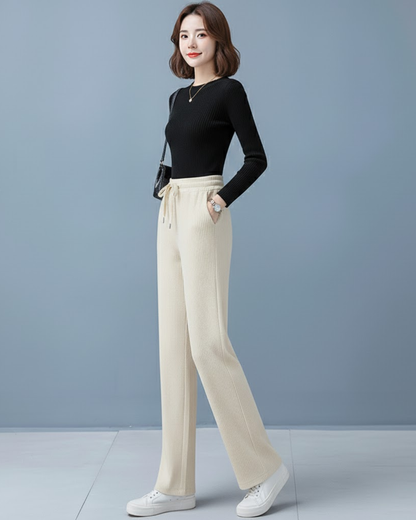 Pantalones anchos de terciopelo informales para mujer