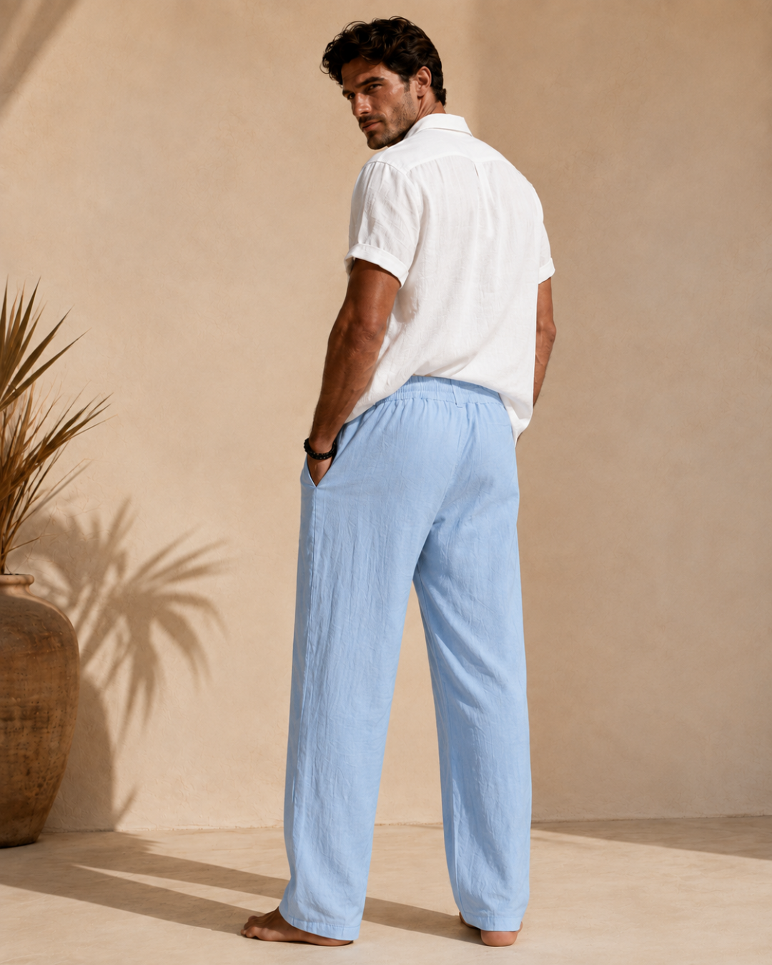 Pantalón de Lino Transpirable de Corte Recto®