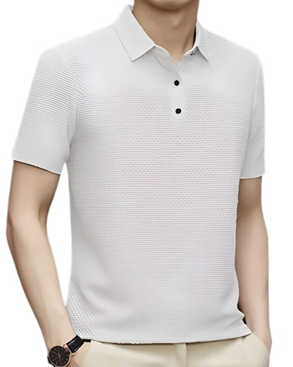 Polo de Punto Premium con Textura Micro-Estructural y Acabado Transpirable para Hombre