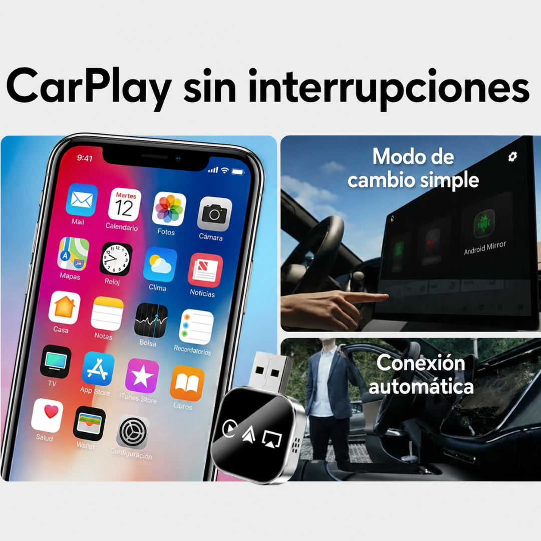 Adaptador Inalámbrico 4 en 1 para CarPlay y Android Auto®