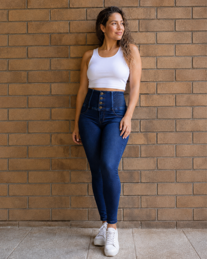 Pantalón vaquero ajustado de cintura alta con efecto moldeador®