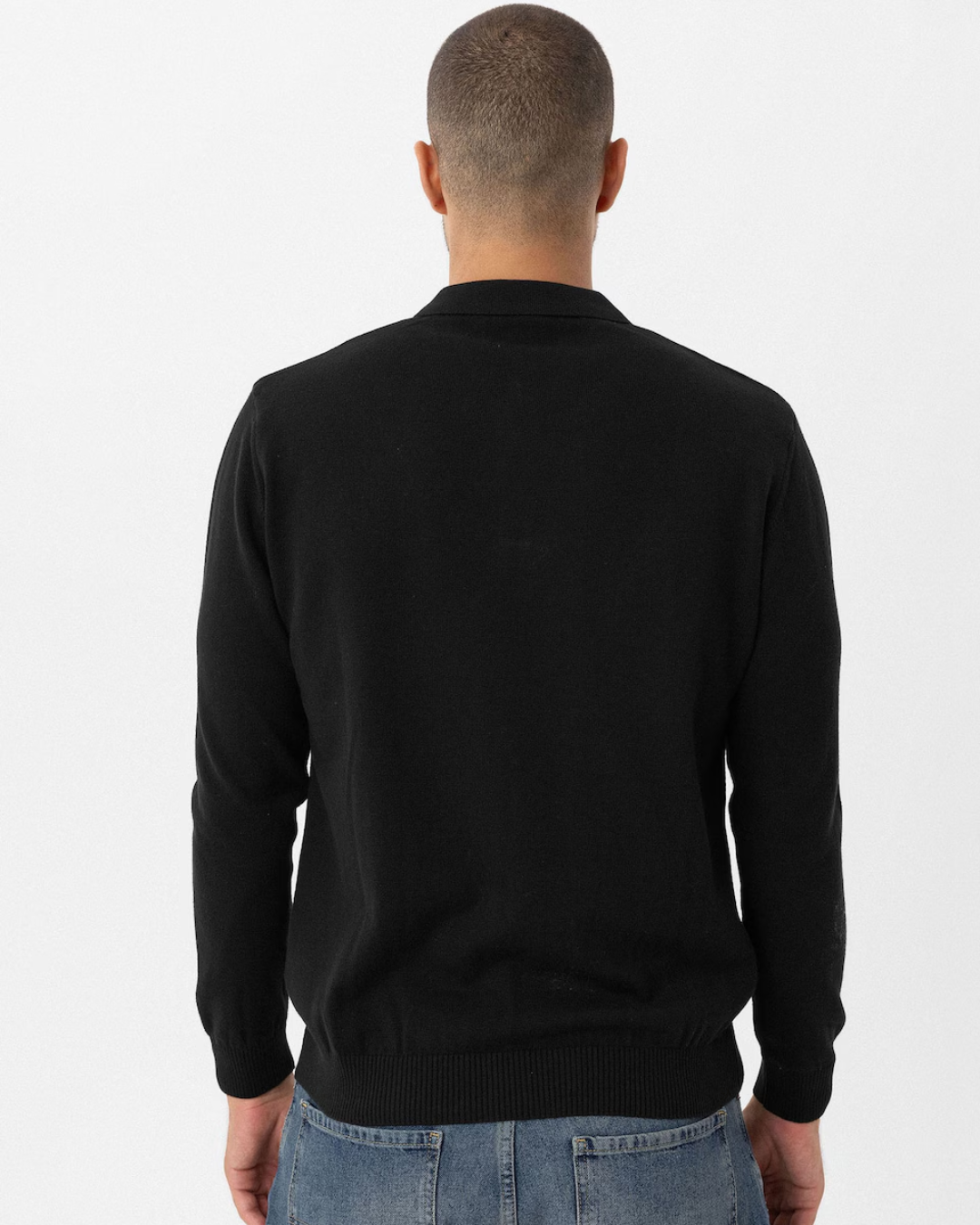 Jersey de Punto Fino con Cuello Polo y Diseño Clásico para Hombre