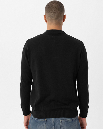 Jersey de Punto Fino con Cuello Polo y Diseño Clásico para Hombre