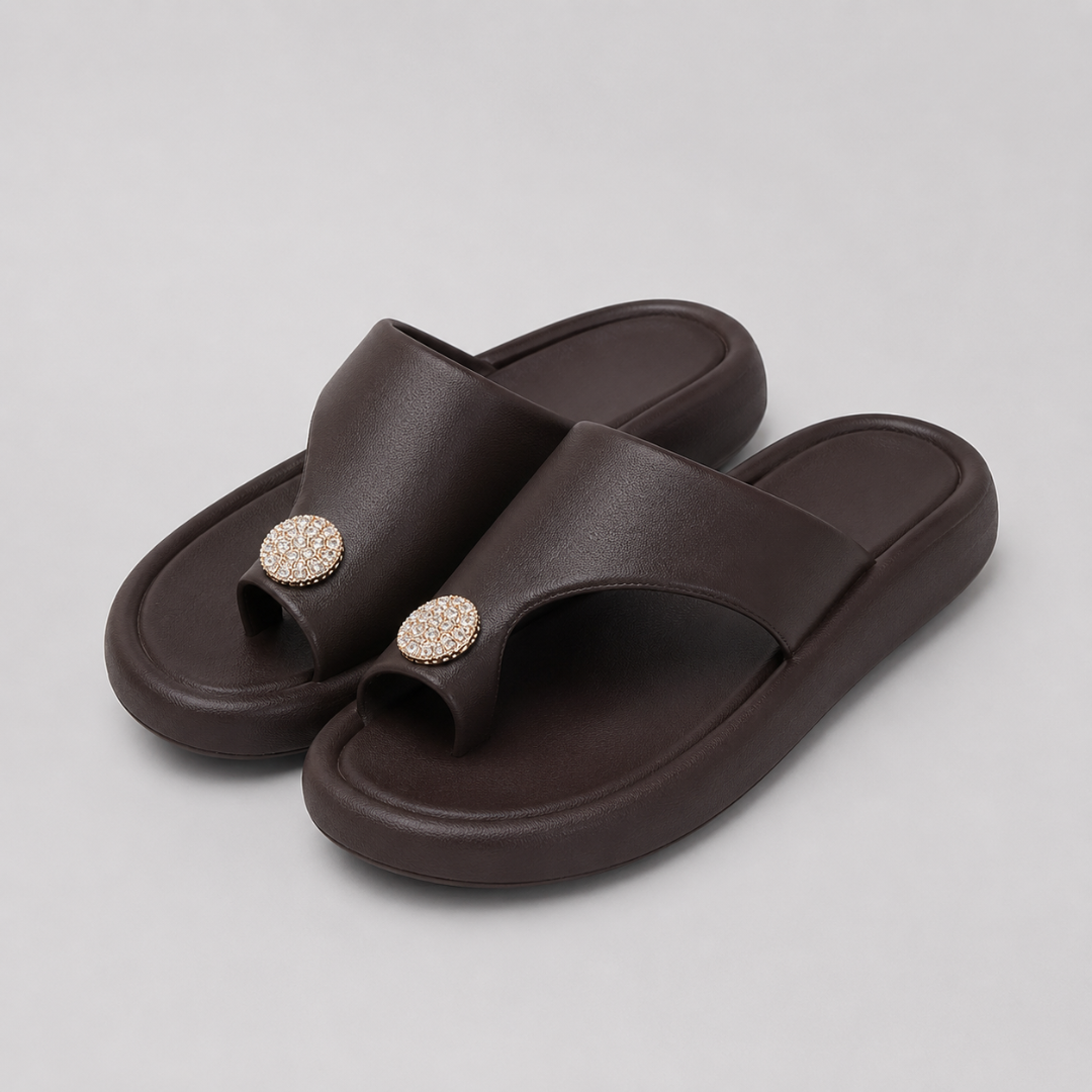 Sandalias Planas con Detalle Brillante