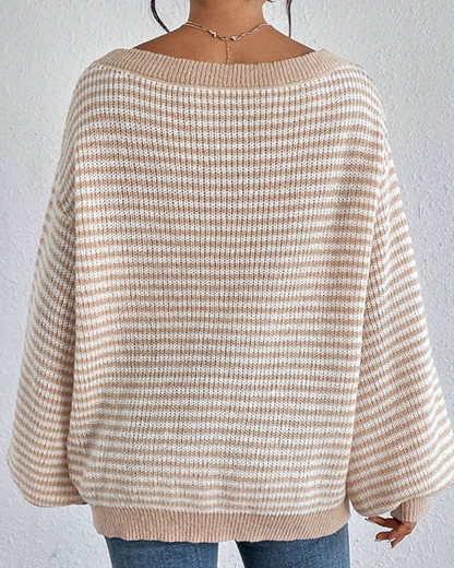 Suéter de Punto Oversize de Manga Larga con Hombros Descubiertos para Mujer®