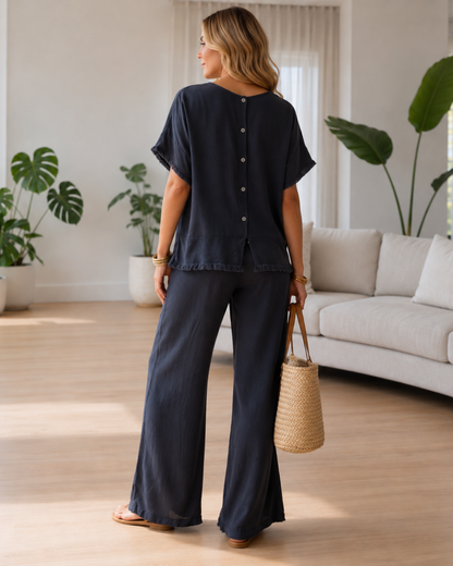 Conjunto Fluido de Blusa y Pantalón