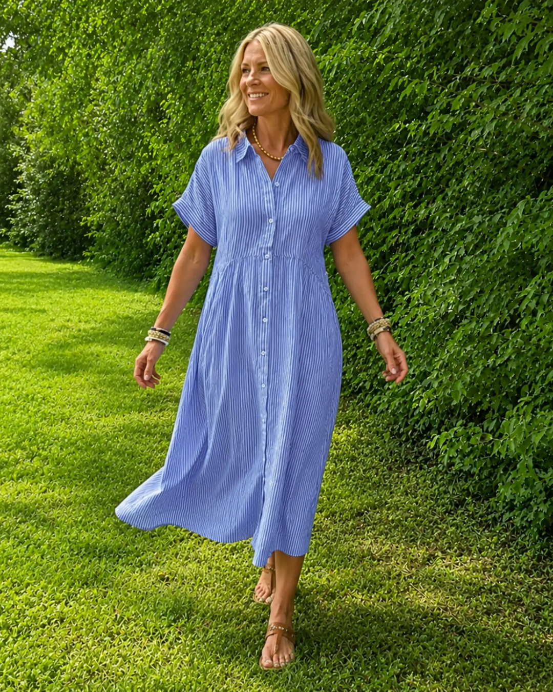 Vestido Camisero con Botones y Bolsillos