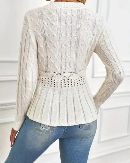 Jersey de punto grueso con cuello redondo para mujer