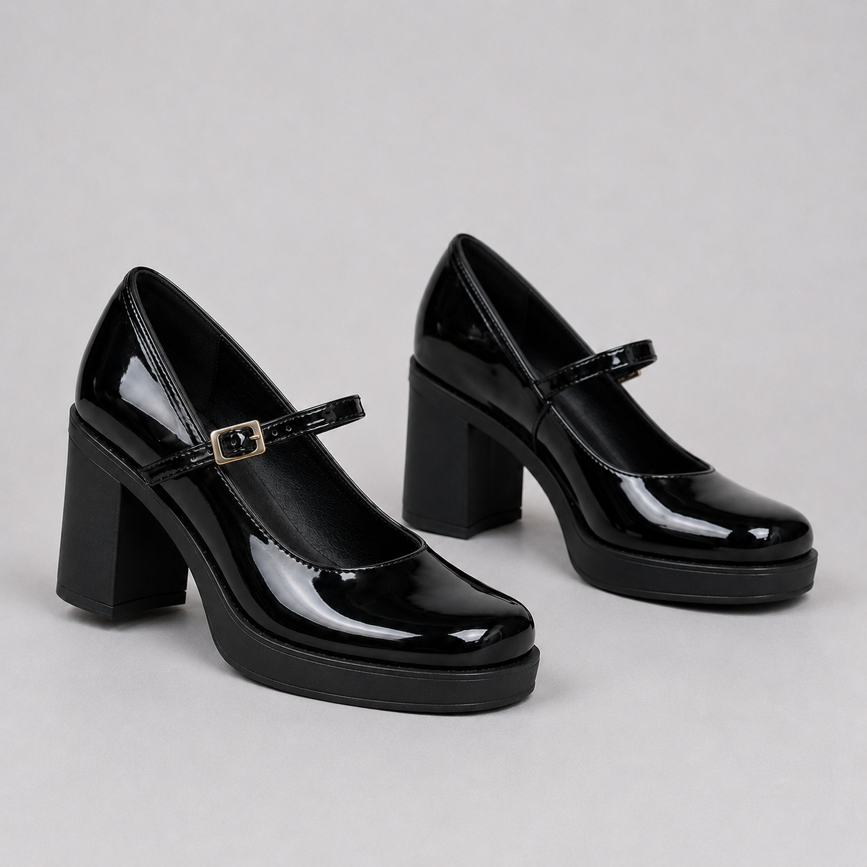 Tacones acharolados con plataforma®