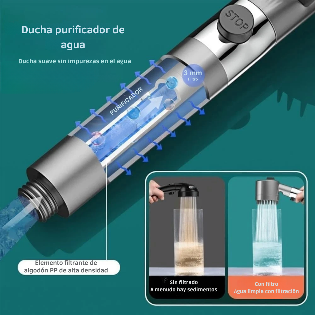 Cabezal para Ducha de alta presión con masaje y triple ajuste de flujo®