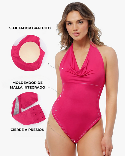 Body Modelador con Escote Holgado y Control del Vientre para Realzar la Figura con Elegancia