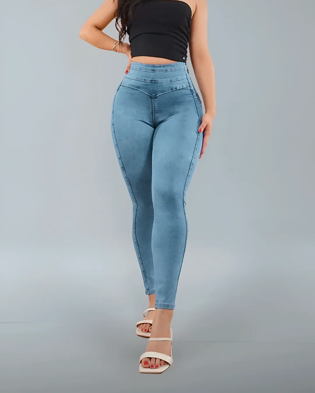 Pantalones Ajustados de Cintura Alta